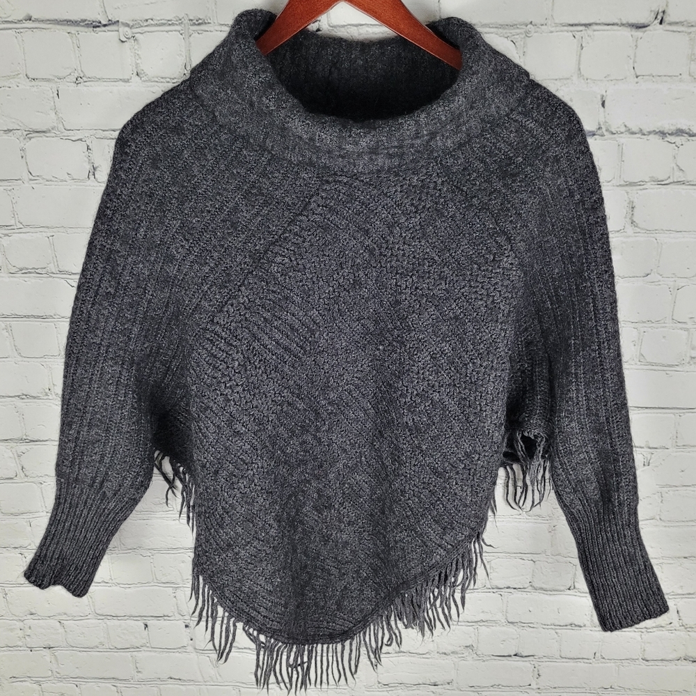 COUPE COLLECTION | wool/alpaca/mohair knit fringe cropped turtleneck sweater